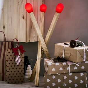 STRÅLA
LED floor lamp, matchstick-shaped wood